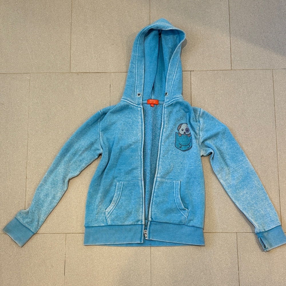 Blue Kids Butter Hoodie with Puppy Design